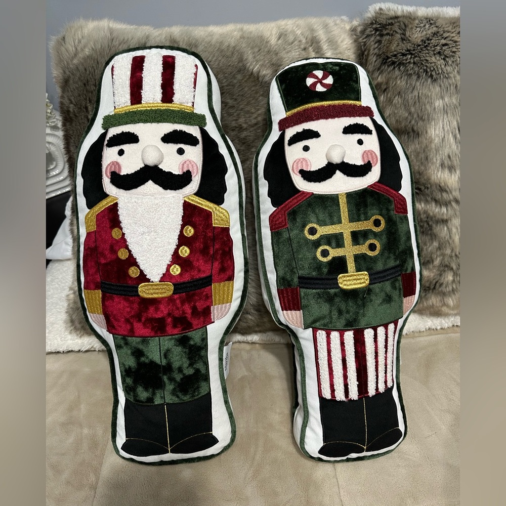 Martha Stewart Nutcracker Holiday Pillows - Red and Green